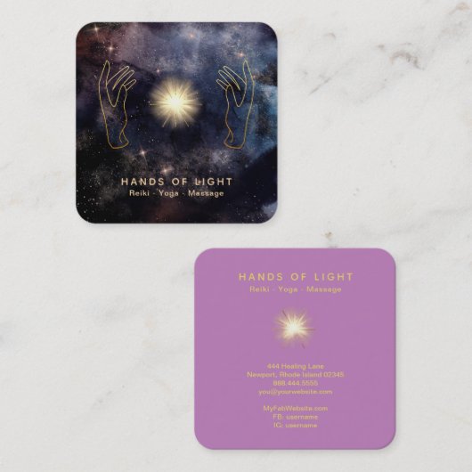*~* Heilende Lichtbänder Universum Kosmische Stern Quadratische Visitenkarte (Vorne/Hinten)