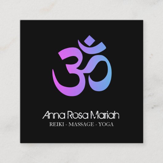 *~* Heilende Yoga Energy Healer Om Om Symbol Quadratische Visitenkarte (Vorderseite)