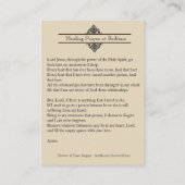 Heilendes Gebet an der Schlafenszeit-heiliges Visitenkarte (Rückseite)