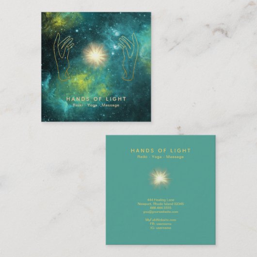 *~* heilendes Handuniversum-kosmische Quadratische Visitenkarte (Vorne/Hinten)