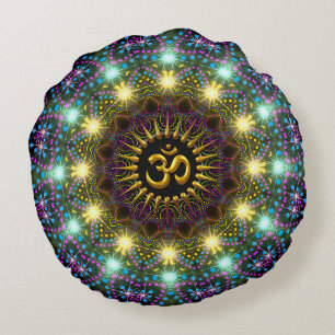 Heilendes Licht-Mandala Om-Symbol Runde Kissen