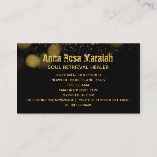 *~* Heiler Therapeut Gold Glitzer Bokeh Mystical Visitenkarte (Rückseite)