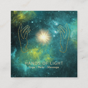 *~* HeilHände Universum Kosmische Sterne und Lich Quadratische Visitenkarte