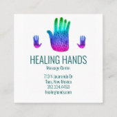 Heilhandschuhe Regenbogenfarben Wasserfarbe Quadratische Visitenkarte (Rückseite)