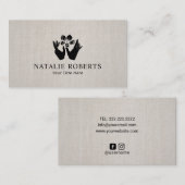 Heilhandschuhe und Blume Massagetherapie Linen Visitenkarte (Vorne/Hinten)