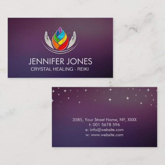 Heilhandwagen - Chakras - Lotus Petal Business Car Visitenkarte (Vorne/Hinten)