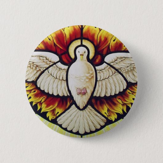 Heilig-Geist-Taube-Buntglas Button (Vorderseite)