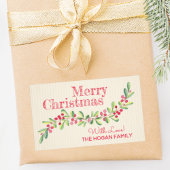 Heilig und Berries über Elfenbeinweihnachtsferien Rechteckiger Aufkleber