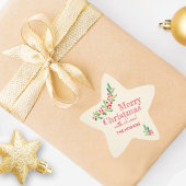 Heilig und Berries über Elfenbeinweihnachtsferien Stern-Aufkleber