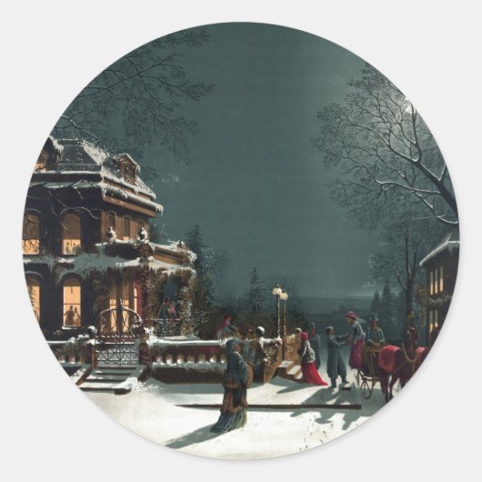 Heiligabend 1880 runder aufkleber (Vorderseite)
