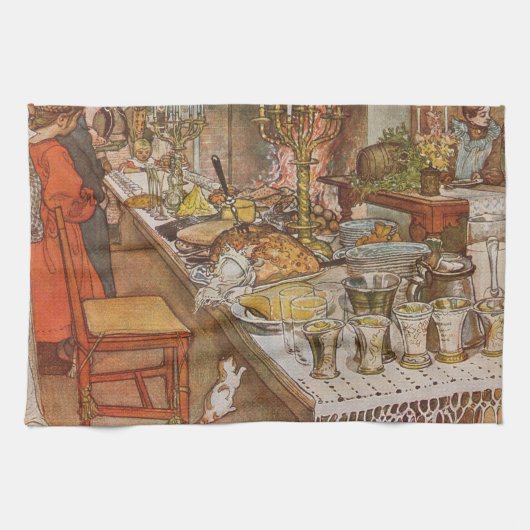 Heiligabend Carl Larsson 1904 Geschirrtuch (Horizontal)