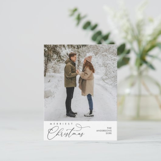 Heiligabend Foto, romantischer Gruß Postkarte (Stehend Vorderseite)