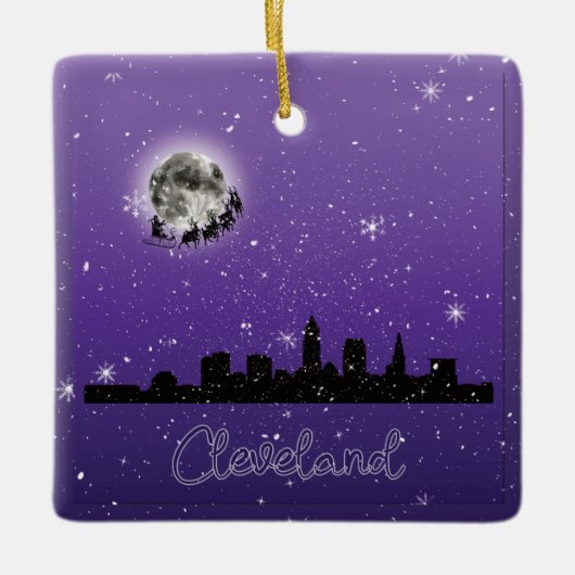 Heiligabend in Cleveland, Ohio Keramikornament (Vorderseite)