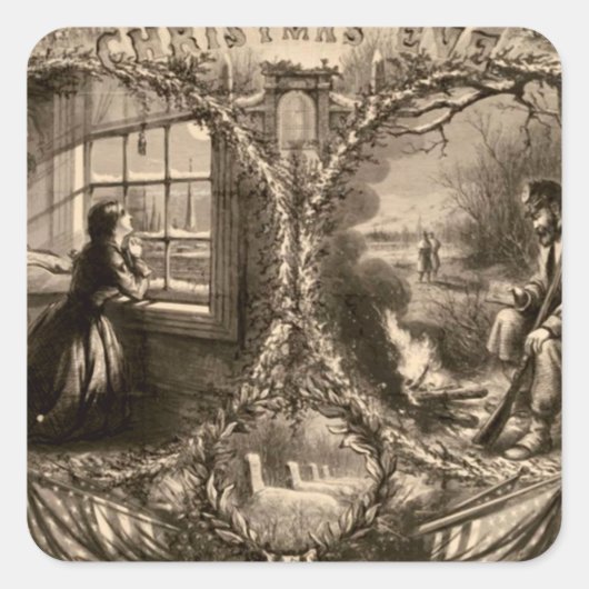 Heiligabend - Thomas Nast 1863 Quadratischer Aufkleber (Vorderseite)