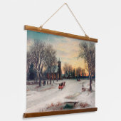 Heiligabend, Vintage Illustration Wandteppich Mit Holzrahmen (Gewinkelt)