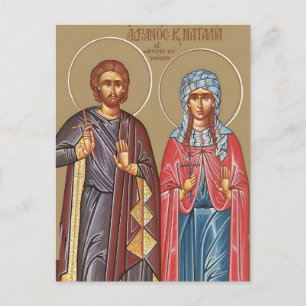 Heilige Adrian und Natalia von Nicomedia Ikone Postkarte