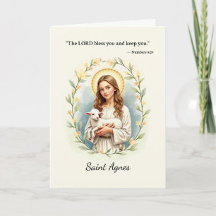 Heilige Agnes Gottes Frieden mit Schrift Wasserfar Karte
