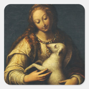 Heilige Agnes von Orsola Maddalena Caccia Quadratischer Aufkleber