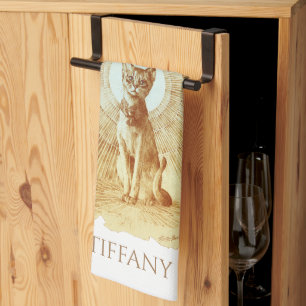 Heilige ägyptische Königskatze Personalisiert Geschirrtuch