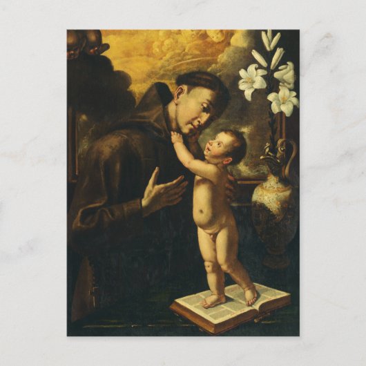 Heilige Anthony von Padua mit dem Baby Jesus Postkarte (Vorderseite)