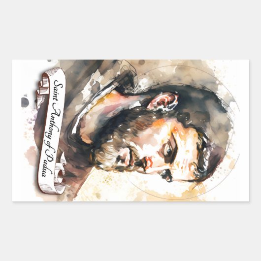 Heilige Anthony von Padua Rechteckiger Aufkleber (Vorderseite)