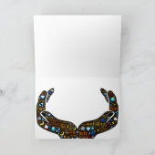 Heilige Anwesenheit und kümmerte Hände in der Karte (Innenseite)