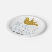 Heilige Beere aus Gold Glitzer Joy Liebe Weihnacht Pappteller (Schrägansicht)