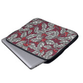 Heilige Beere, graue Blätter auf dunkelrot Laptopschutzhülle (Vorne Knopf)