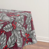 Heilige Beere, graue Blätter auf dunkelrot Tischdecke (Beispiel)