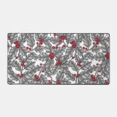 Heilige Beere, graue Blätter auf weiß Schreibtischunterlage (Vorderseite)