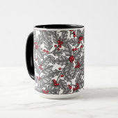 Heilige Beere, graue Blätter auf weiß Tasse (Vorderseite Links)