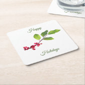 Heilige Beere mit Blattwerk Rechteckiger Pappuntersetzer (angewinkelt)