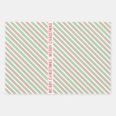 Heilige Beere und rote, grüne Streifen Frohe Weihn Geschenkpapier Set (Vorderseite 3)