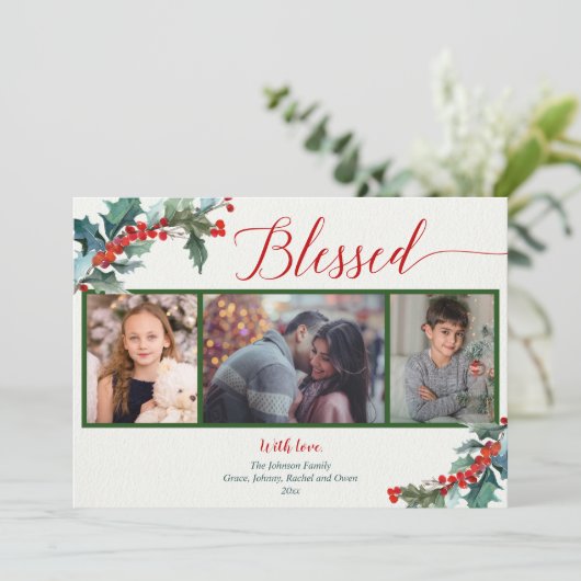 Heilige Beeren in Wasserfarben 3 Fotokarte (Stehend Vorderseite)