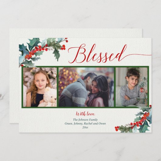 Heilige Beeren in Wasserfarben 3 Fotokarte (Vorne/Hinten)