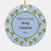 Heilige Beeren Sterne Schneemuster Frohe Weihnacht Keramik Ornament (Hinten)