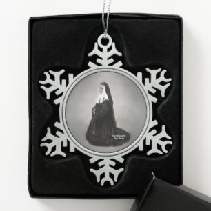 Heilige Bernadette Schneeflocken Zinn-Ornament