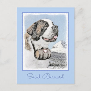 Heilige-Bernard-Malerei - Süße originelle Hundekun Postkarte