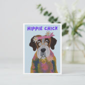 Heilige Bernhard Hippie-Chick Postkarte (Stehend Vorderseite)
