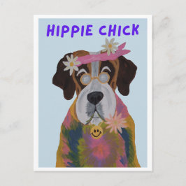 Heilige Bernhard Hippie-Chick Postkarte