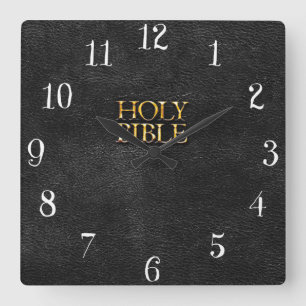 Heilige Bibel Christliche Religion Faux schwarzes Quadratische Wanduhr
