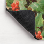 Heilige Blätter beeren Vintage Weihnachtskunst Mousepad (Ecke)