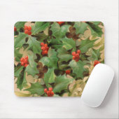 Heilige Blätter beeren Vintage Weihnachtskunst Mousepad (Mit Mouse)