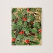 Heilige Blätter beeren Vintage Weihnachtskunst Puzzle (Vertikal)