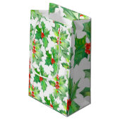 Heilige Blätter, Berries, Rot, Grün Kleine Geschenktüte (Rückseite Schrägansicht)