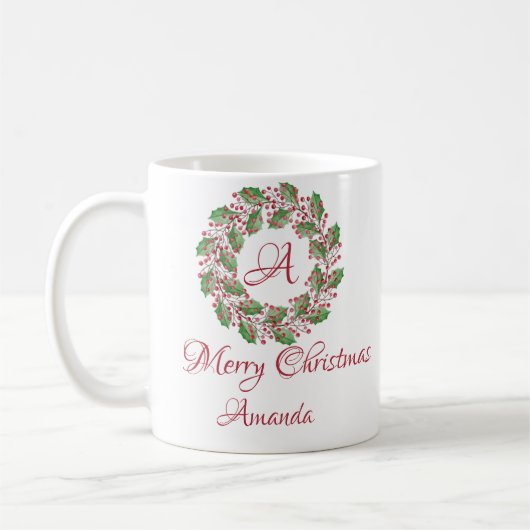 Heilige Blätter und Kirschweihnachtskaffee Tasse (Links)
