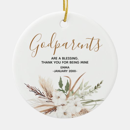 Heilige Blume Personalisiert Godeltern Weihnachten Keramik Ornament (Vorne)