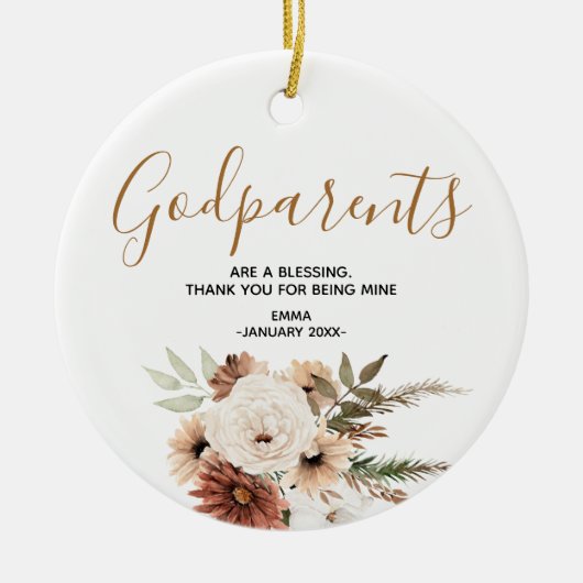 Heilige Blume Personalisiert Godeltern Weihnachten Keramik Ornament (Vorne)