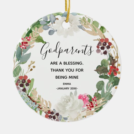 Heilige Blume Personalisierte Godeltern Weihnachte Keramik Ornament (Vorne)