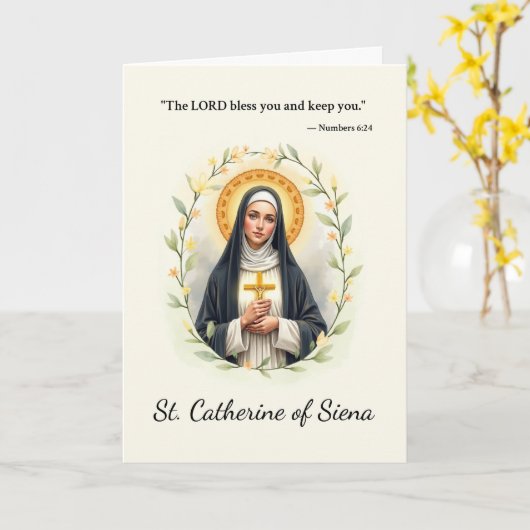 Heilige Catherine von Siena Gottes Friedensschrift Karte (Gelbe Blume)